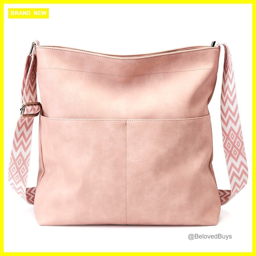 Large Vegan Leather Hobo Bag Crossbody Tote Adjustable Strap Travel Work